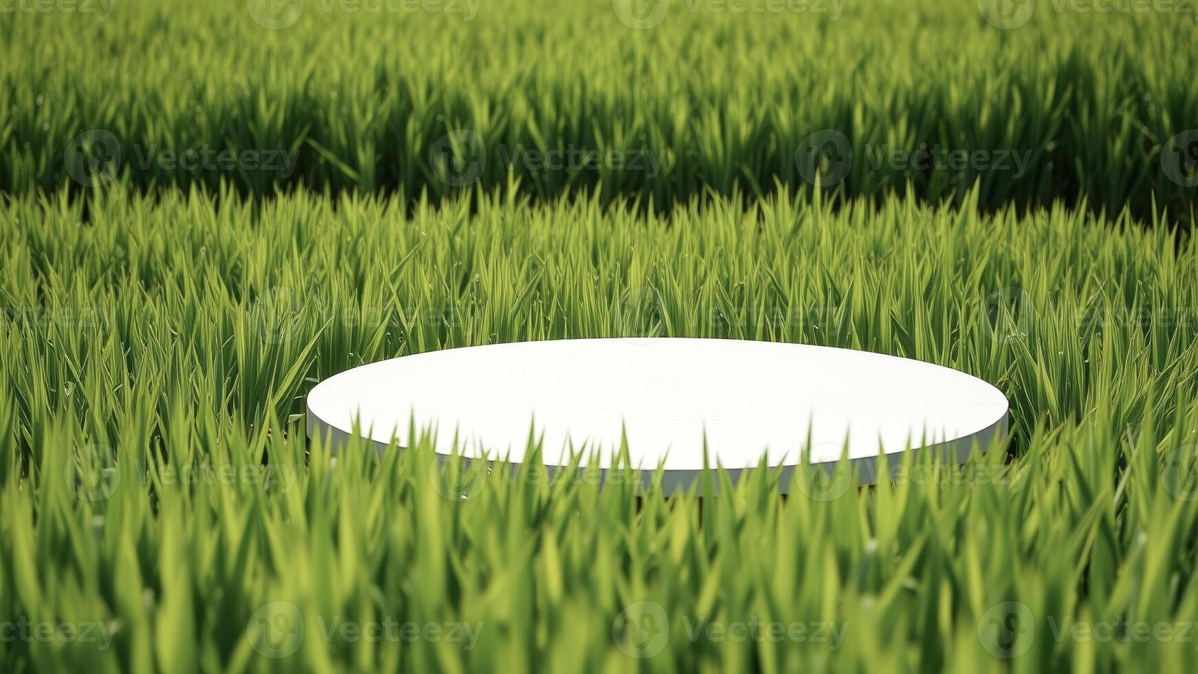 White Platform In A Field Of Grass photo