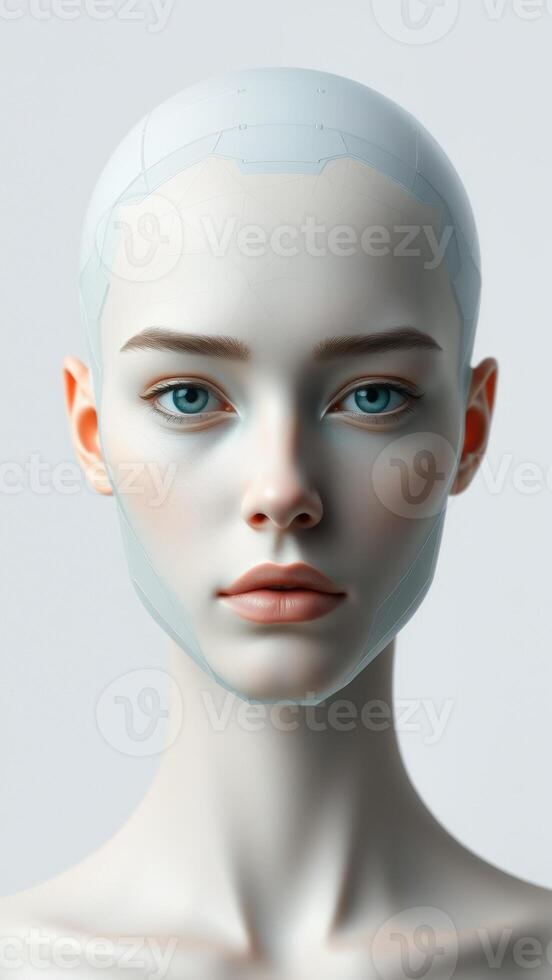 Futuristic Female Portrait with Geometric Head Design photo