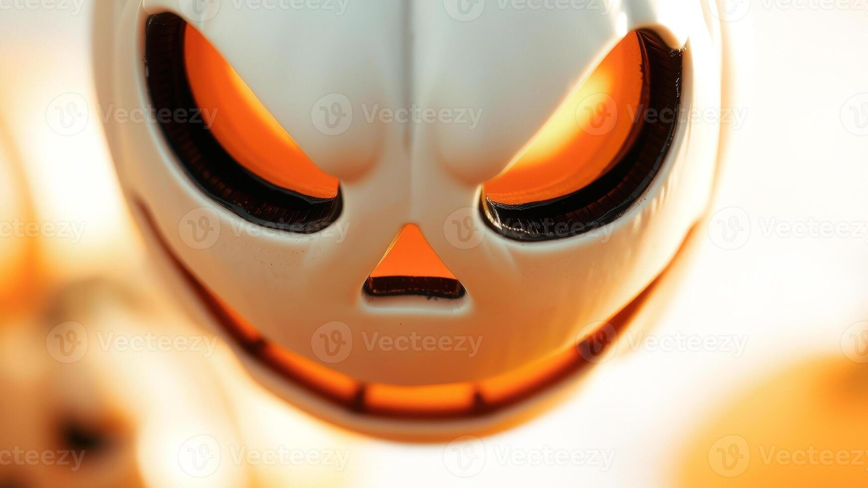 Close Up of a Jack-O-Lantern's Glowing Face photo