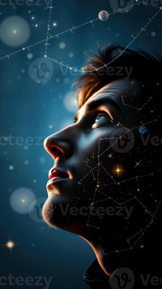 Man Looking Up at the Stars photo