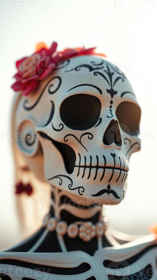 Sugar Skull with Floral Headband photo