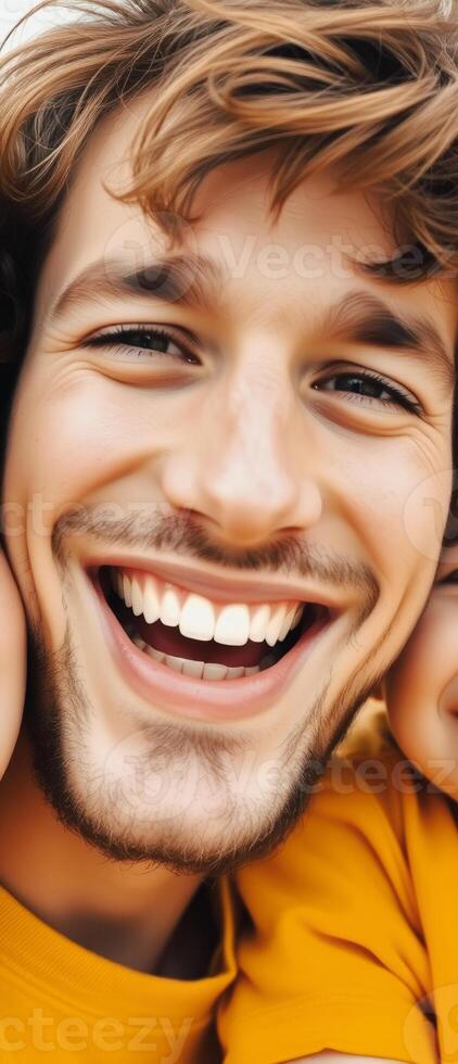 Happy man laughing with a big smile photo