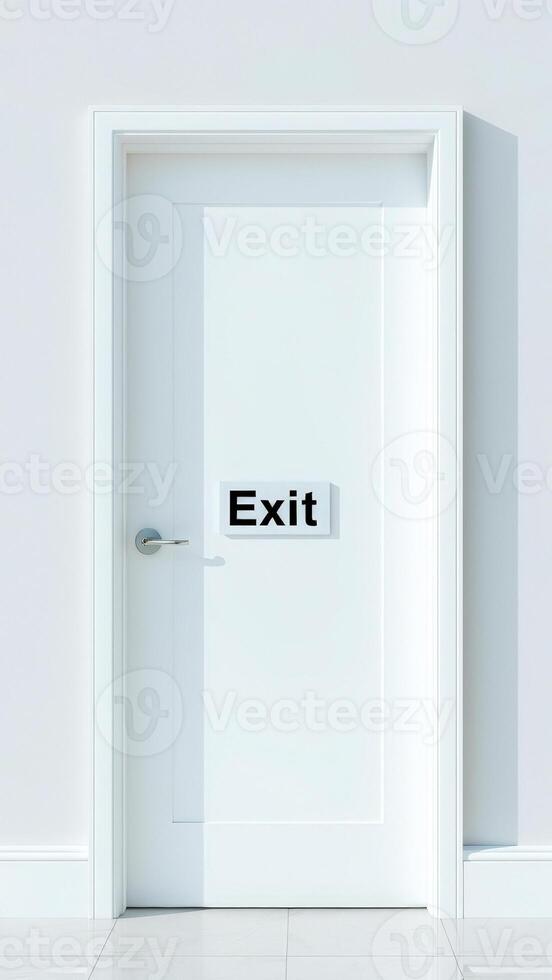 White Door with Exit Sign photo