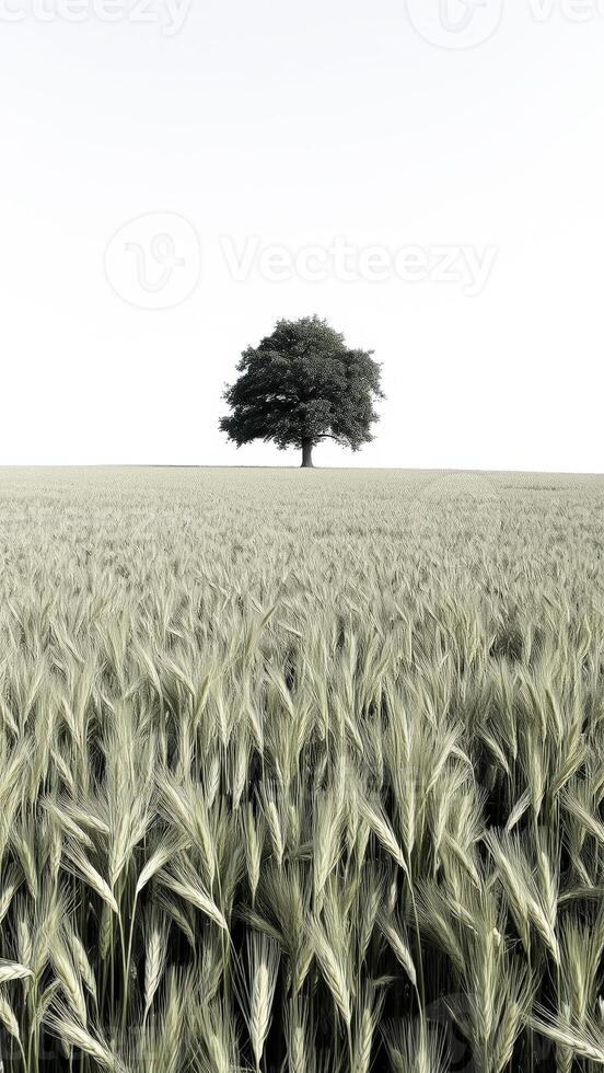 Single Tree in a Field of Grain photo