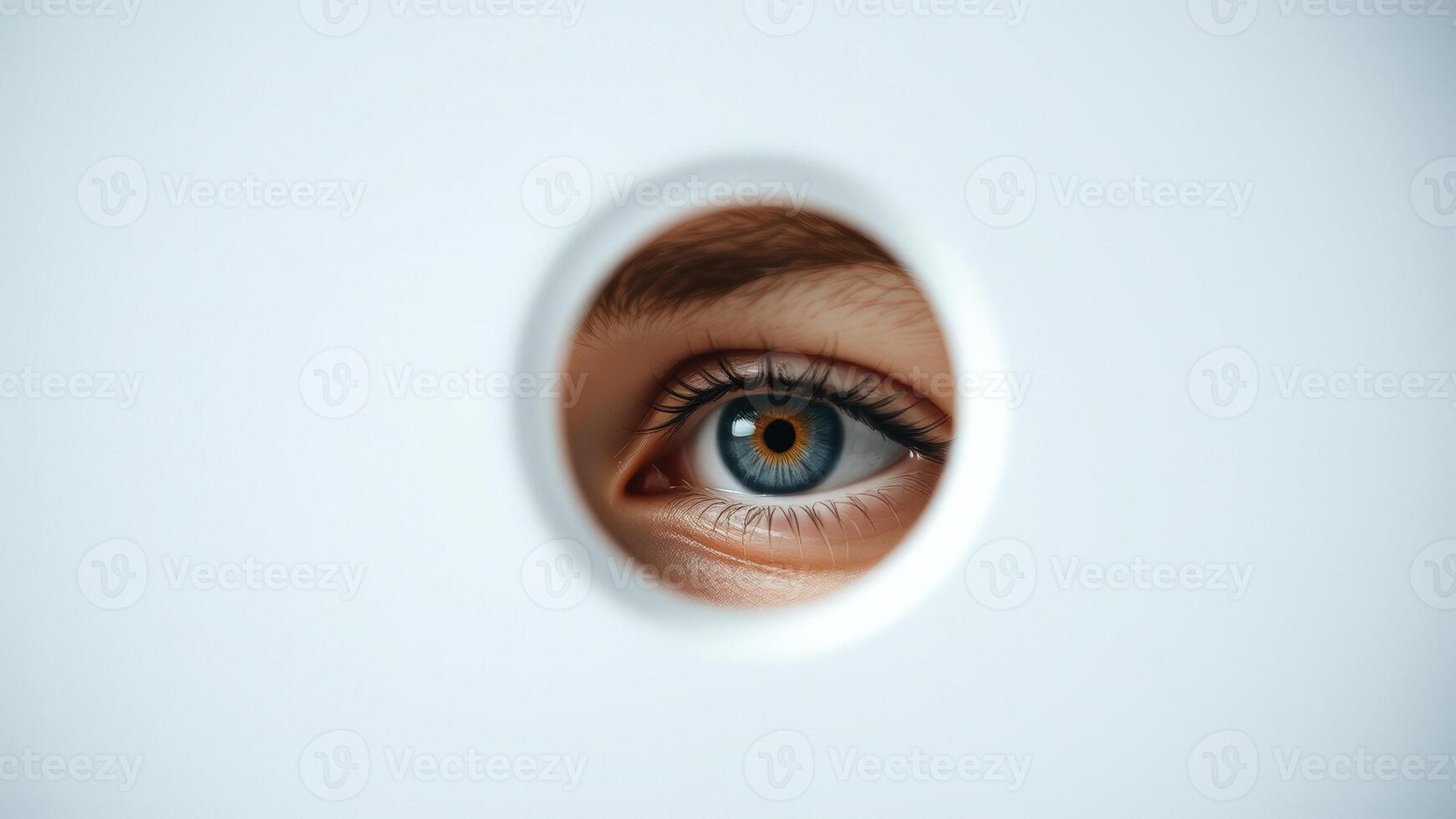 Blue Eye Peeking Through a Hole photo