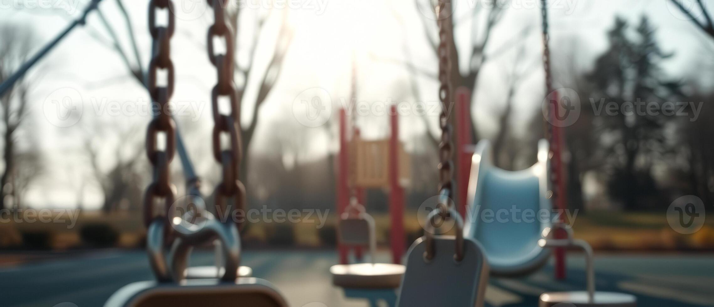 Blurred Chain Link Swingset photo