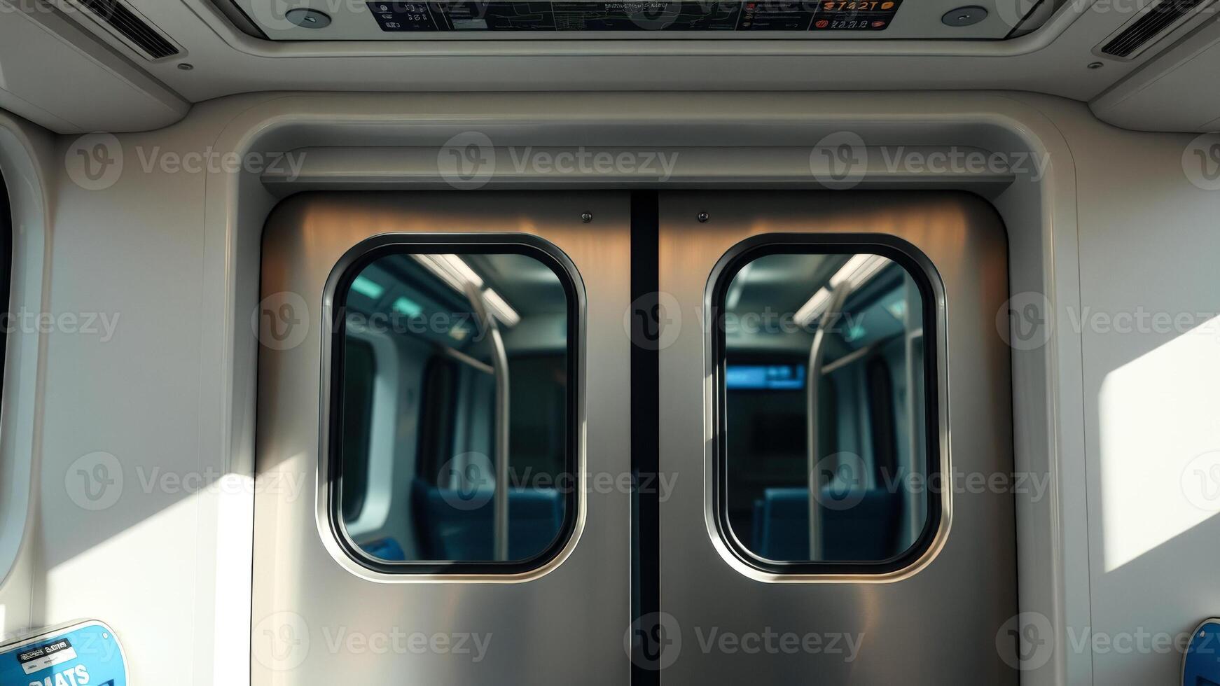 Close-up of train doors with a view of the interior photo