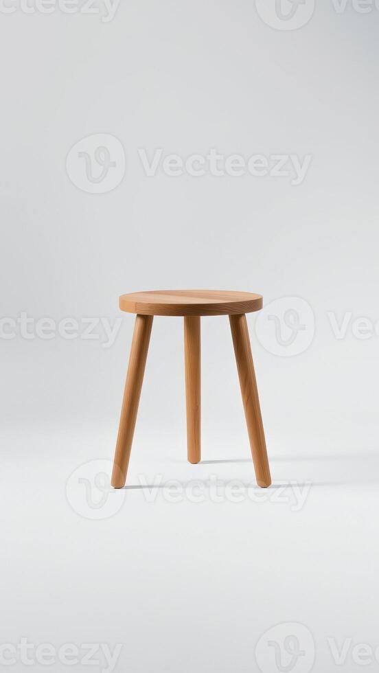 Wooden Stool with Three Legs on a White Background photo