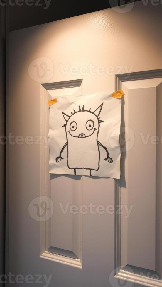 Monster Drawing on Door photo