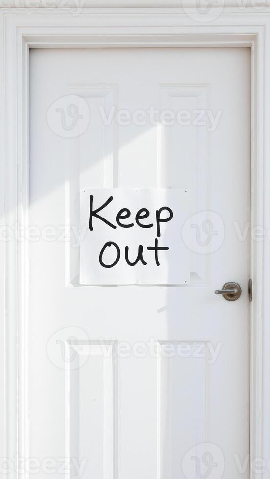 White Door With Keep Out Sign photo