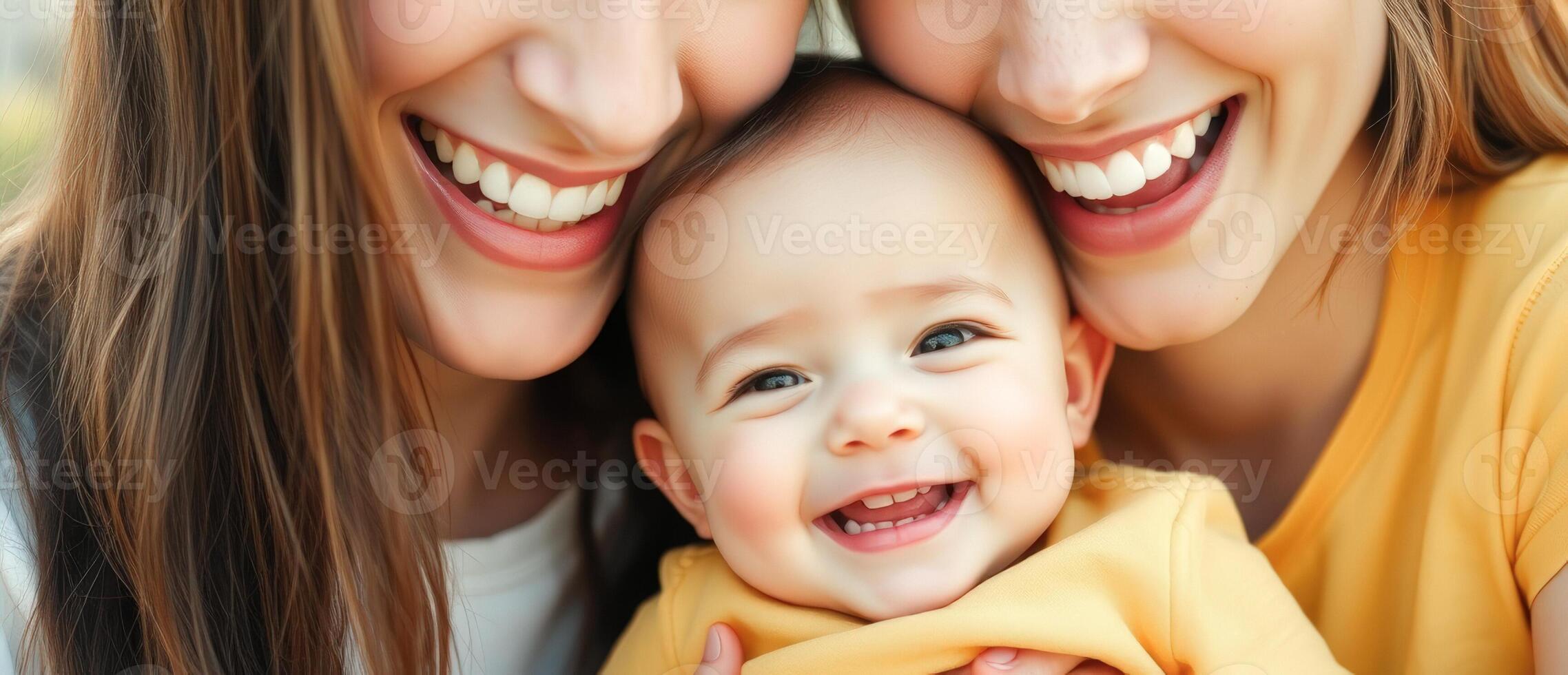 Happy Family Portrait of Two Mothers with Their Baby photo