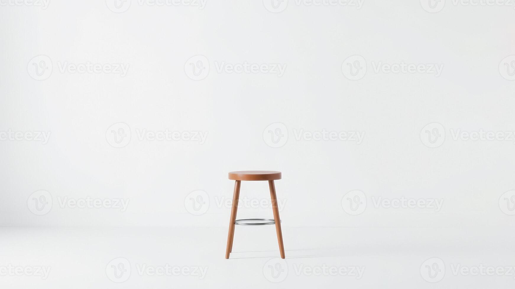 Wooden stool on white background photo