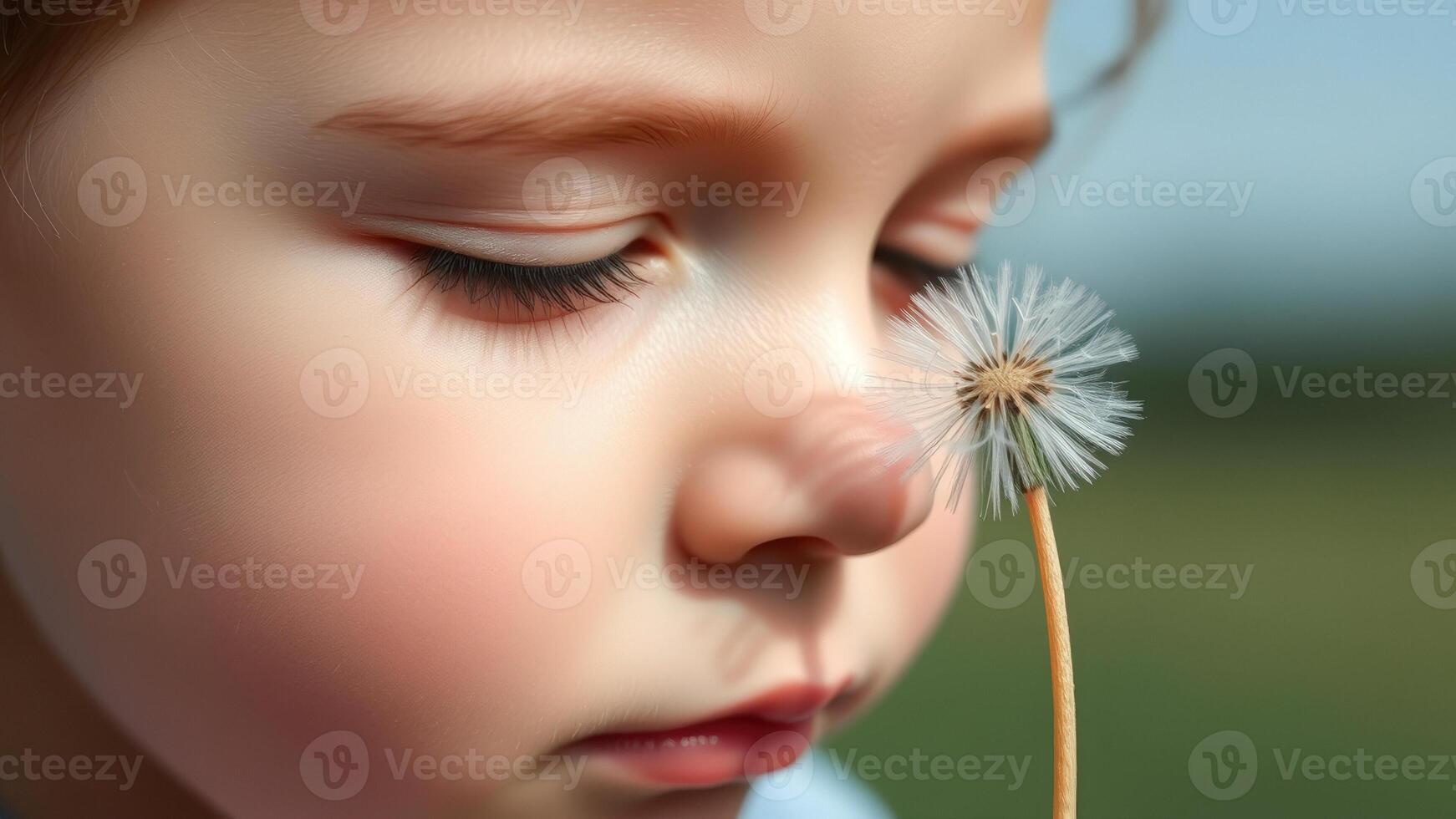 Little girl with a dandelion photo