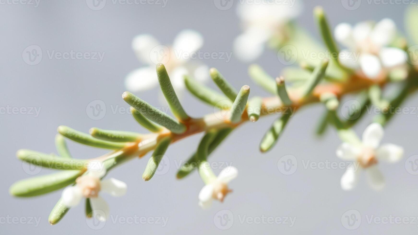 Close-up of delicate white flowers on a green stem photo
