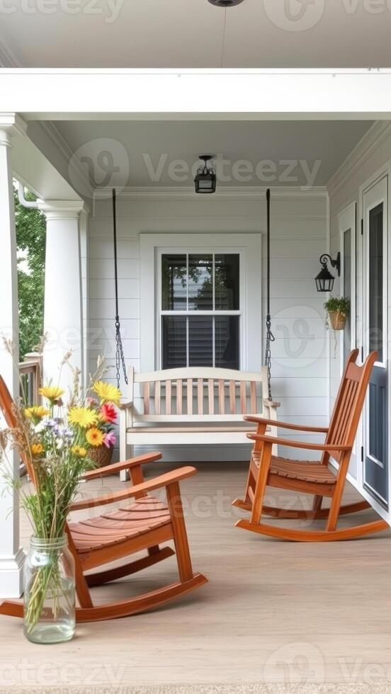 Inviting Front Porch With Rocking Chairs photo