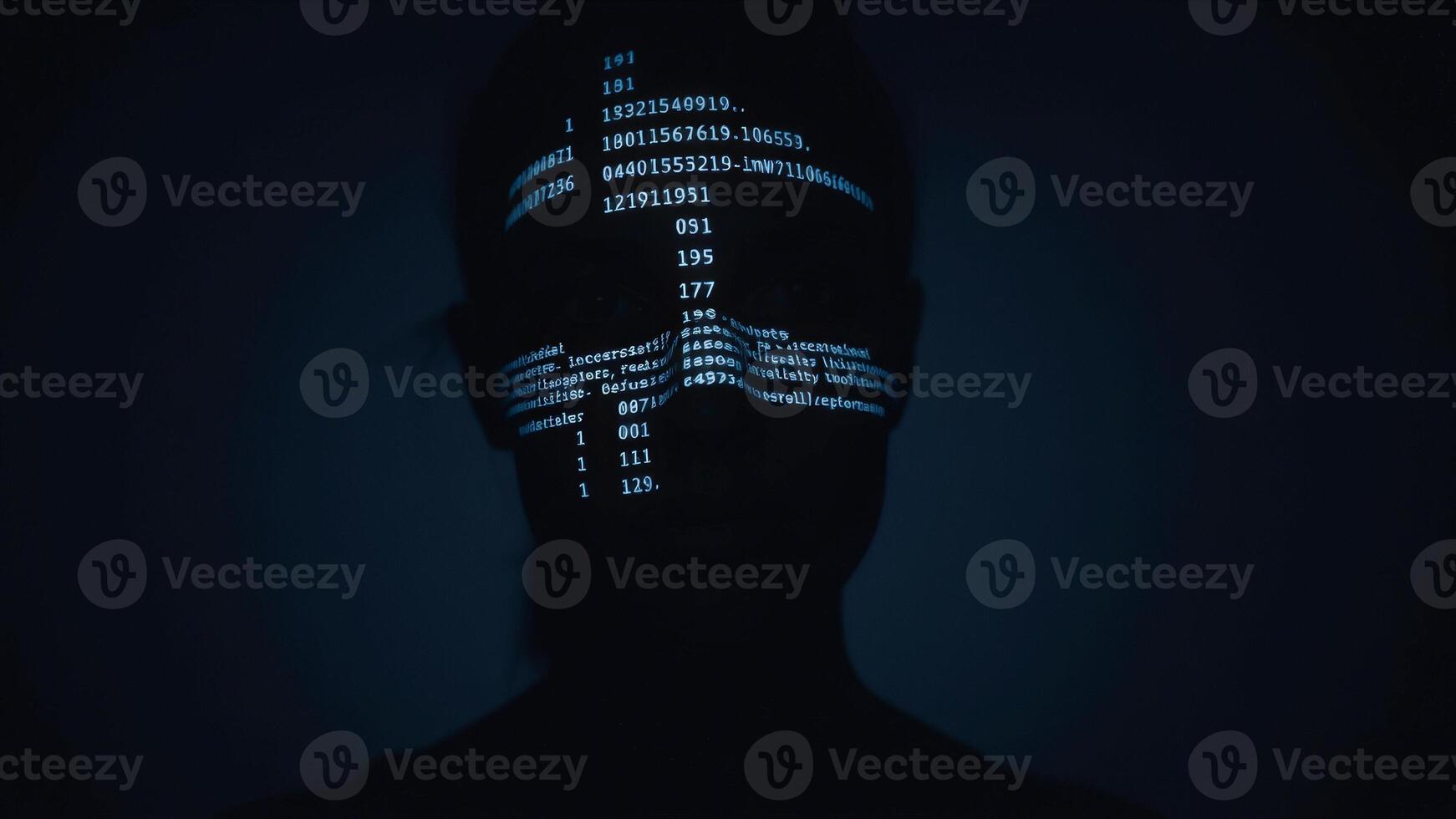 Hacker Silhouette with Digital Code photo