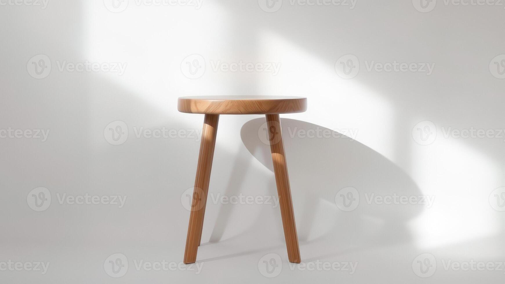 Wooden stool on white background photo