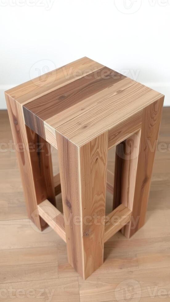 Wooden Stool with Natural Finish photo