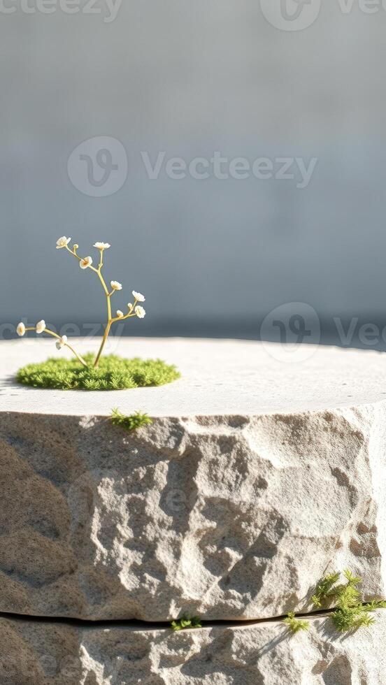 Tiny Plant Sprouting from Stone photo