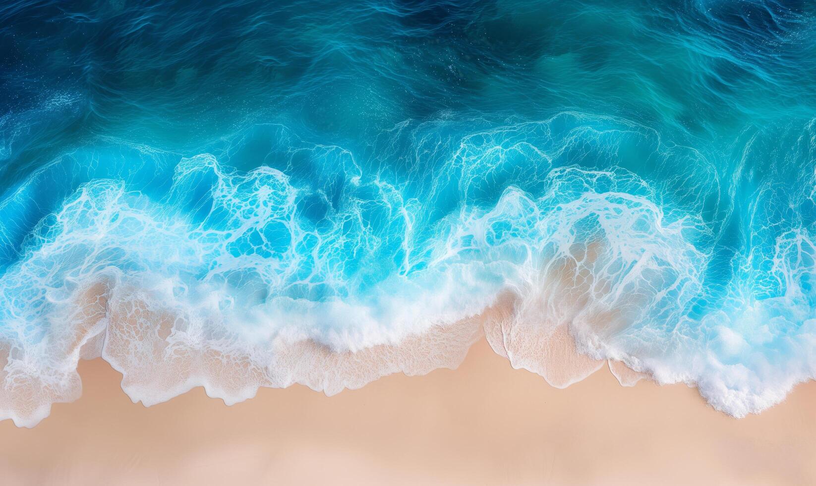Relaxing aerial beach scene, summer vacation holiday template banner, amazing blue ocean lagoon, top view, from bird's eye view photo