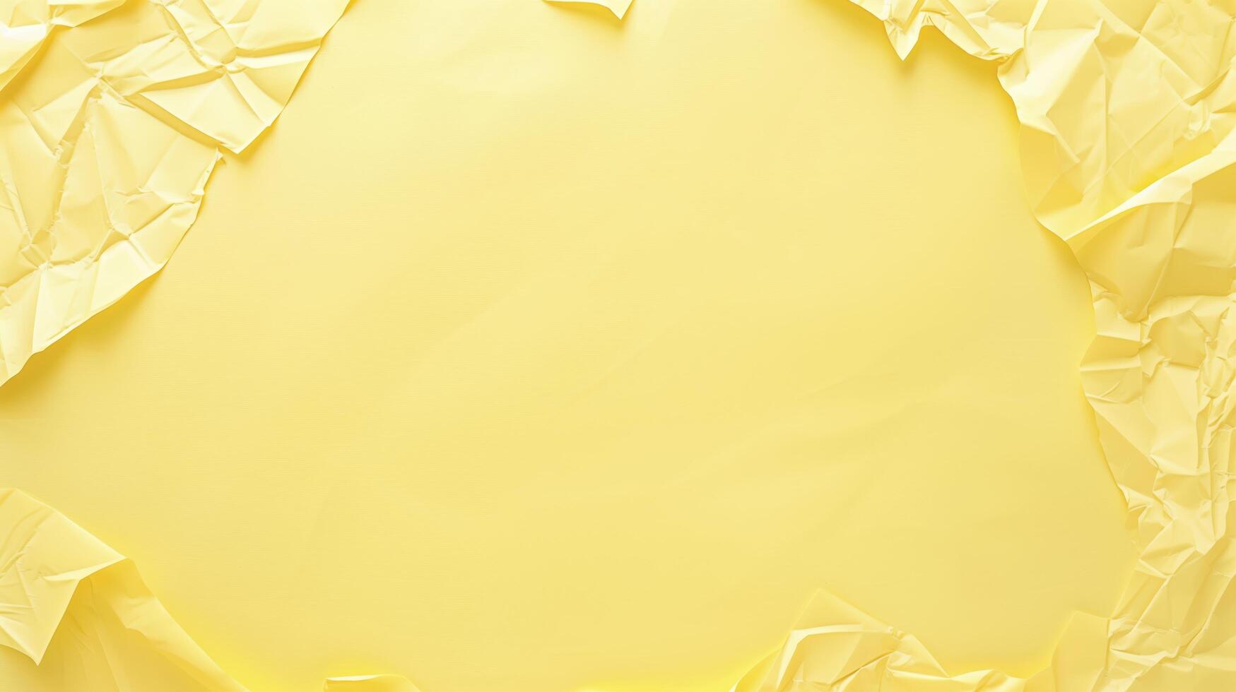 Yellow crumpled paper creating a frame on a bright yellow backdrop, offering space for your text photo