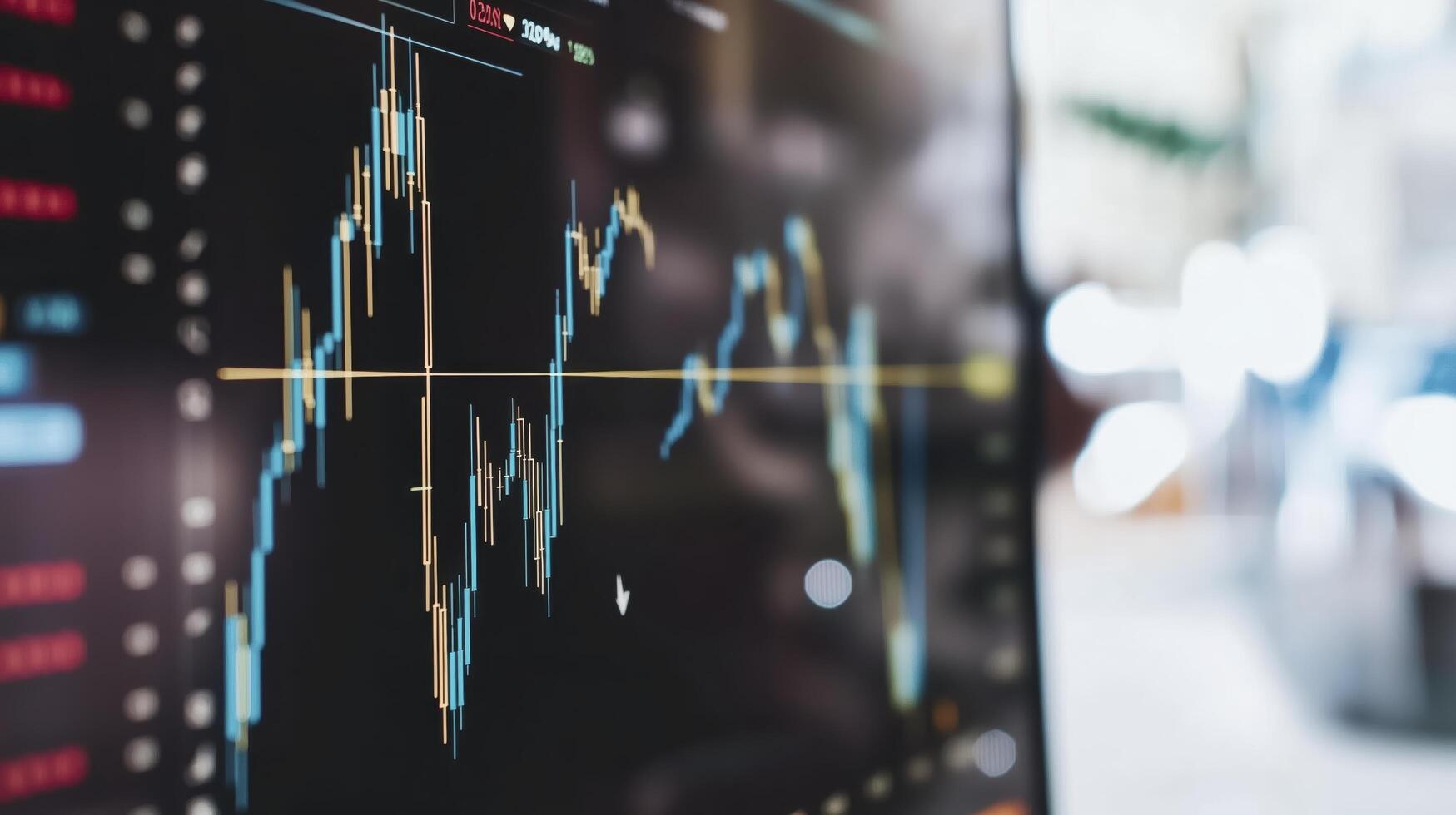 Stock market chart is displaying price fluctuations over time, suggesting the dynamic nature of financial markets photo