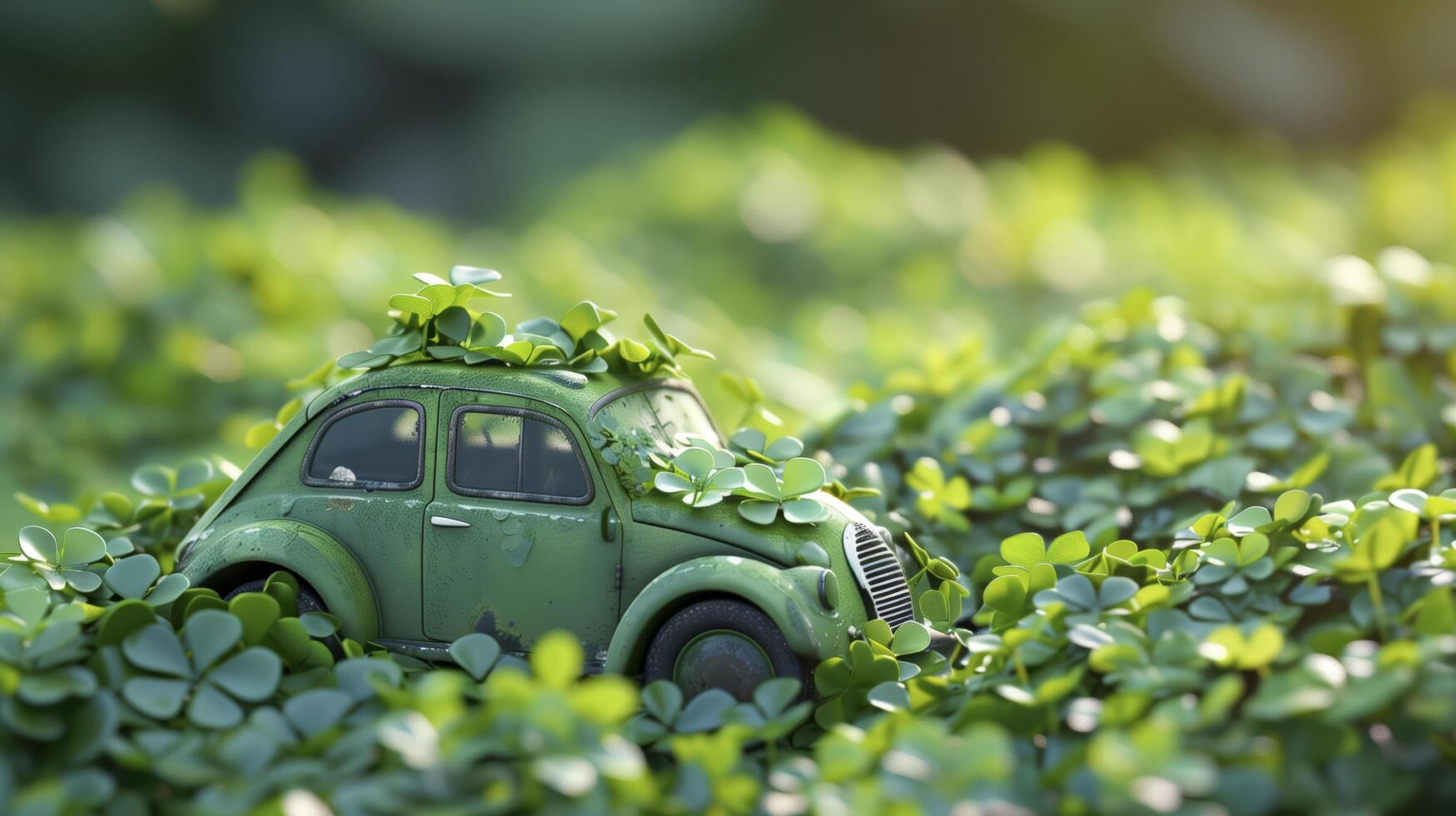 Vintage toy car adorned with shamrocks to celebrate saint patrick's day and the luck of the irish photo