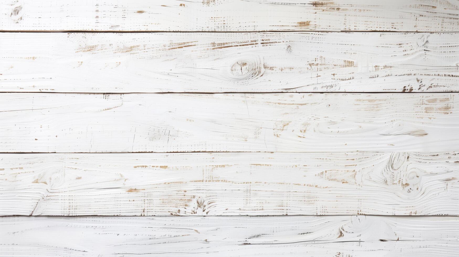 Rustic background texture of white washed wood planks with visible knots and grain photo