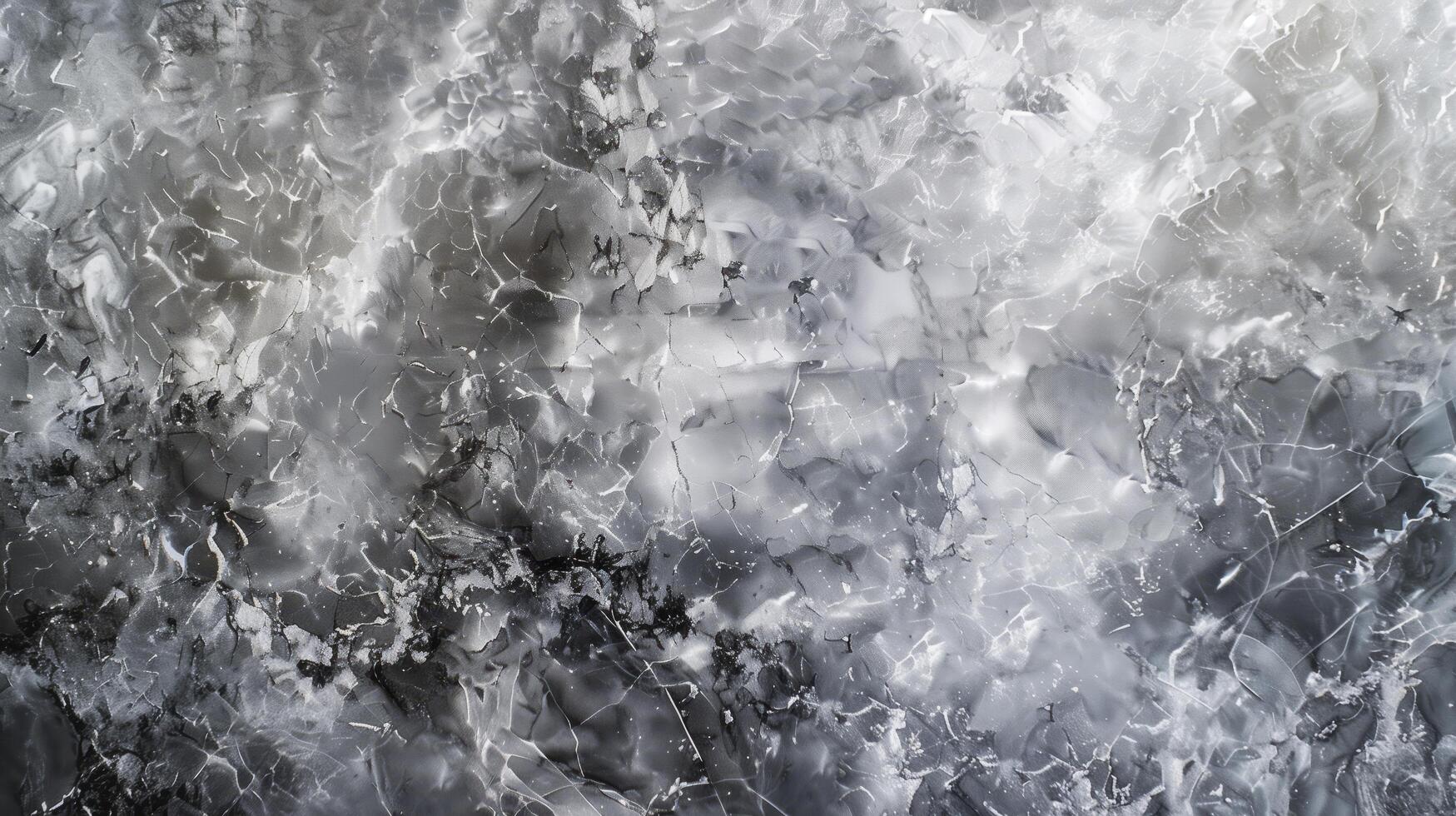 Natural ice pattern on frozen lake surface, showing climate change effects with cracks and bubbles - a unique texture from nature photo