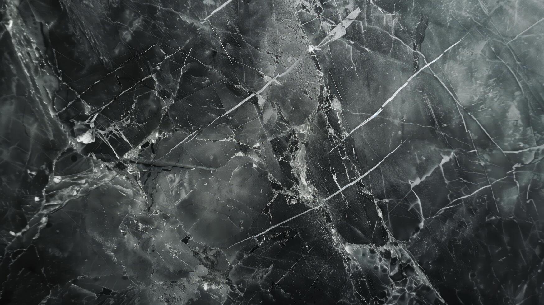 Luxurious and elegant abstract pattern formed by white veins on dark grey marble surface photo