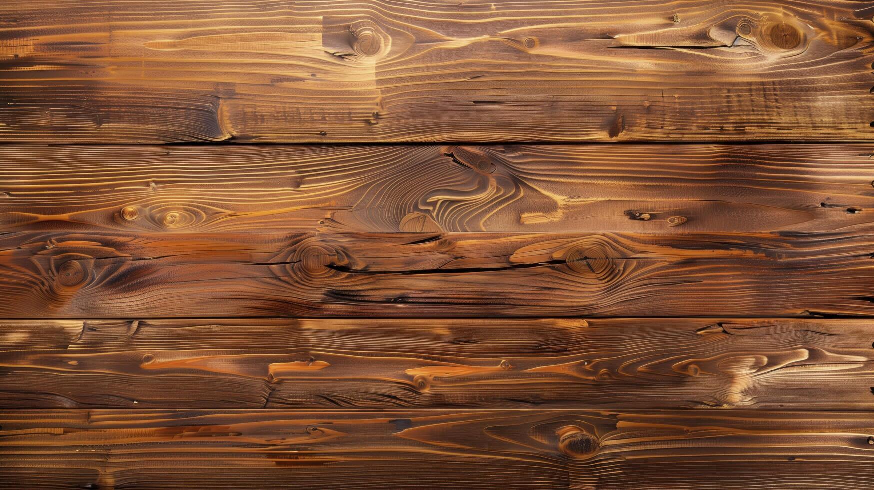 Beautiful wooden texture created by dark brown old wood planks with knots and veins photo