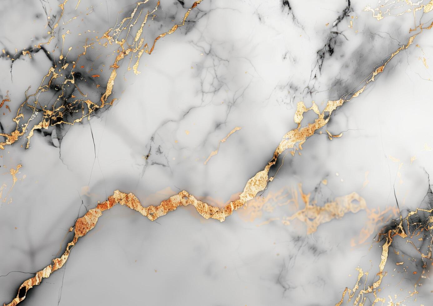 White and grey marble with gold veins forming an abstract pattern, luxurious natural background or texture photo