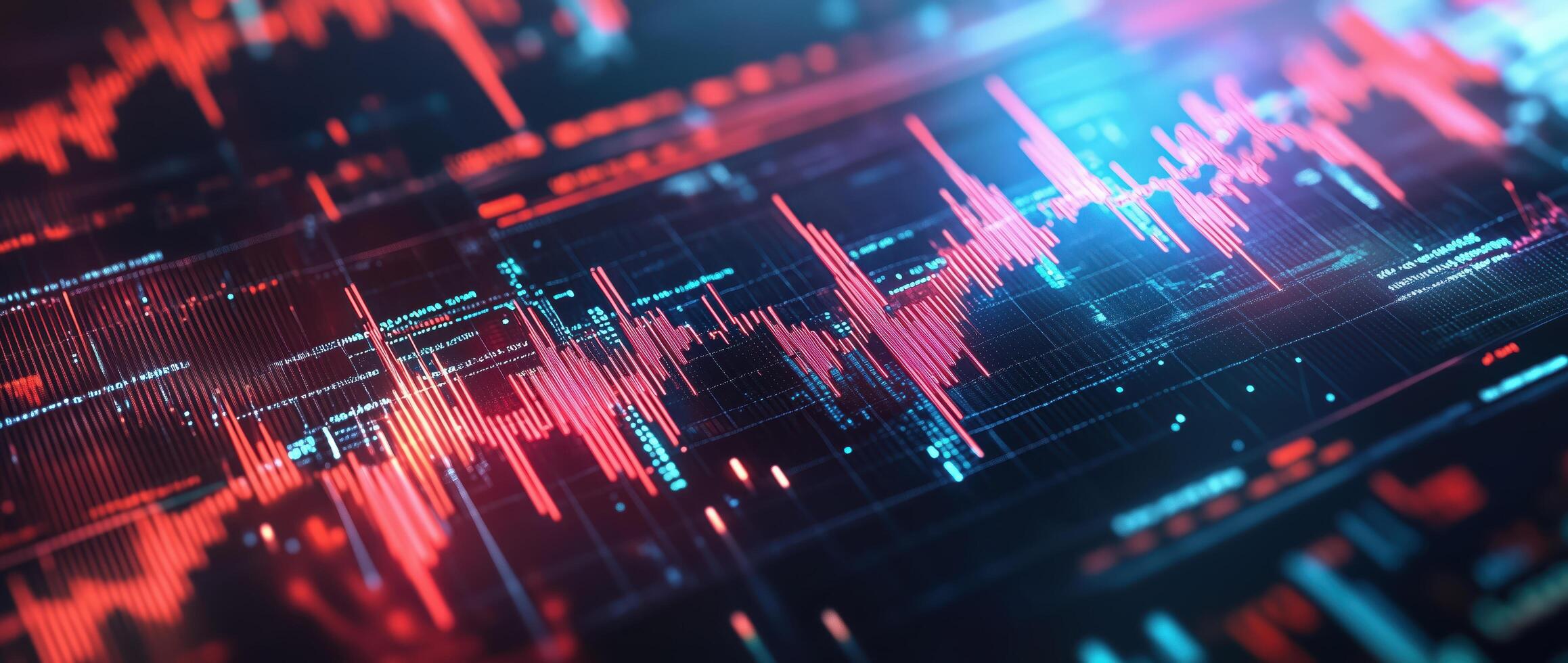 Stock market graph displaying price volatility and an upward trend, ideal for illustrating finance and business themes photo