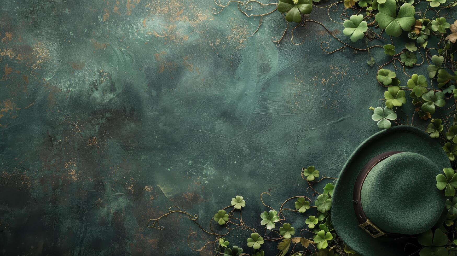 duende sombrero con verde textura y trébol para Santo patrick's día celebracion foto