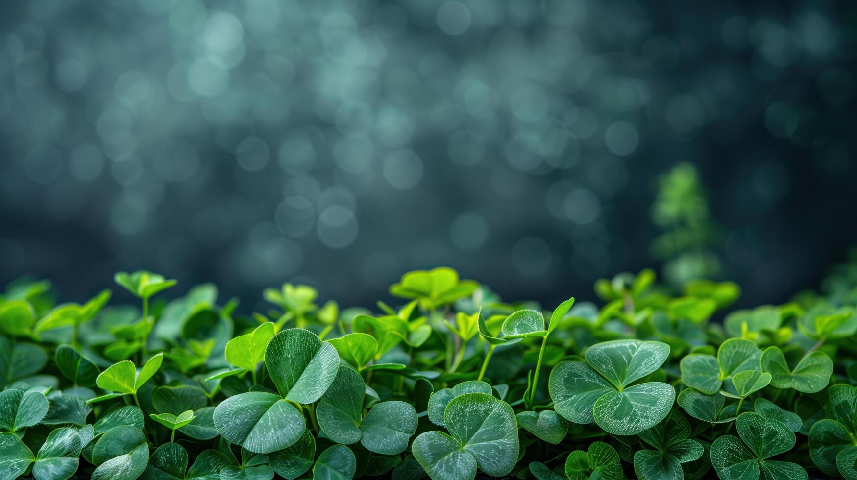 Bed of fresh clover leaves is creating a beautiful natural background with a blurred backdrop photo