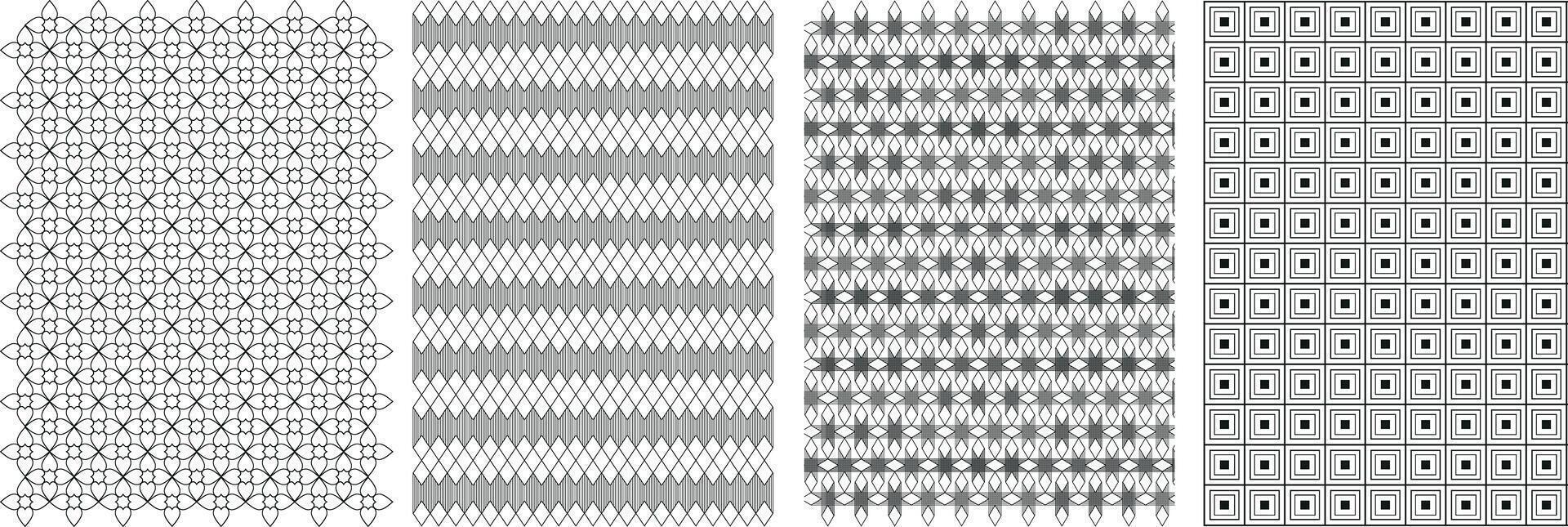 Unique Seamless Geometric Abstract Pattern Set. vector