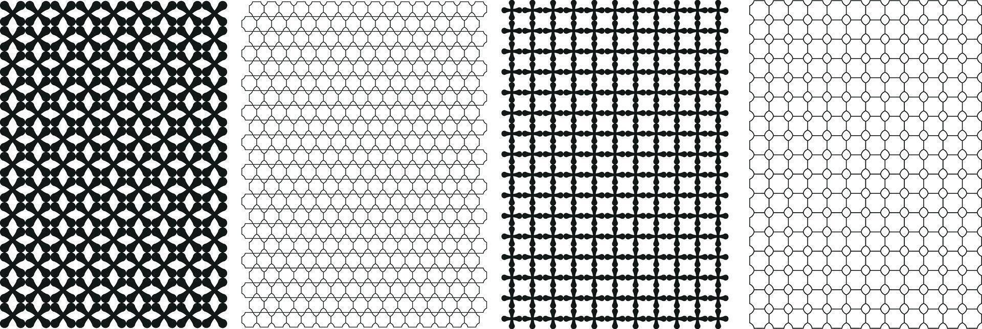 Unique Colorable Seamless Pattern Set. vector
