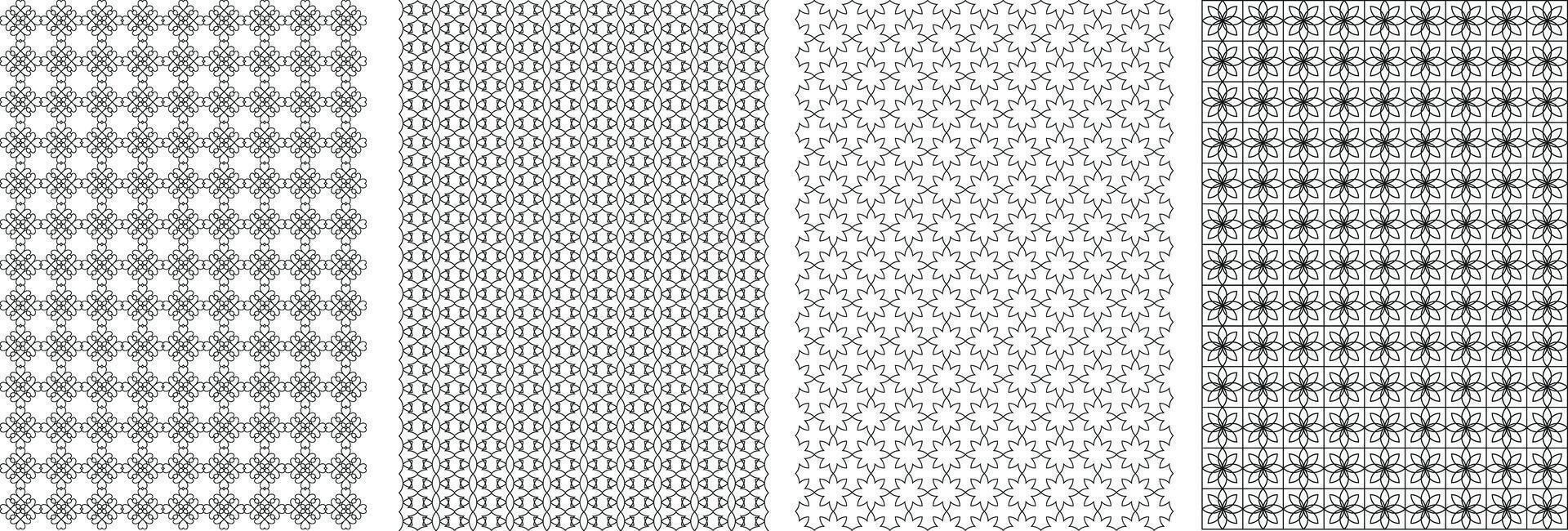 Unique Colorable Seamless Pattern Set. vector