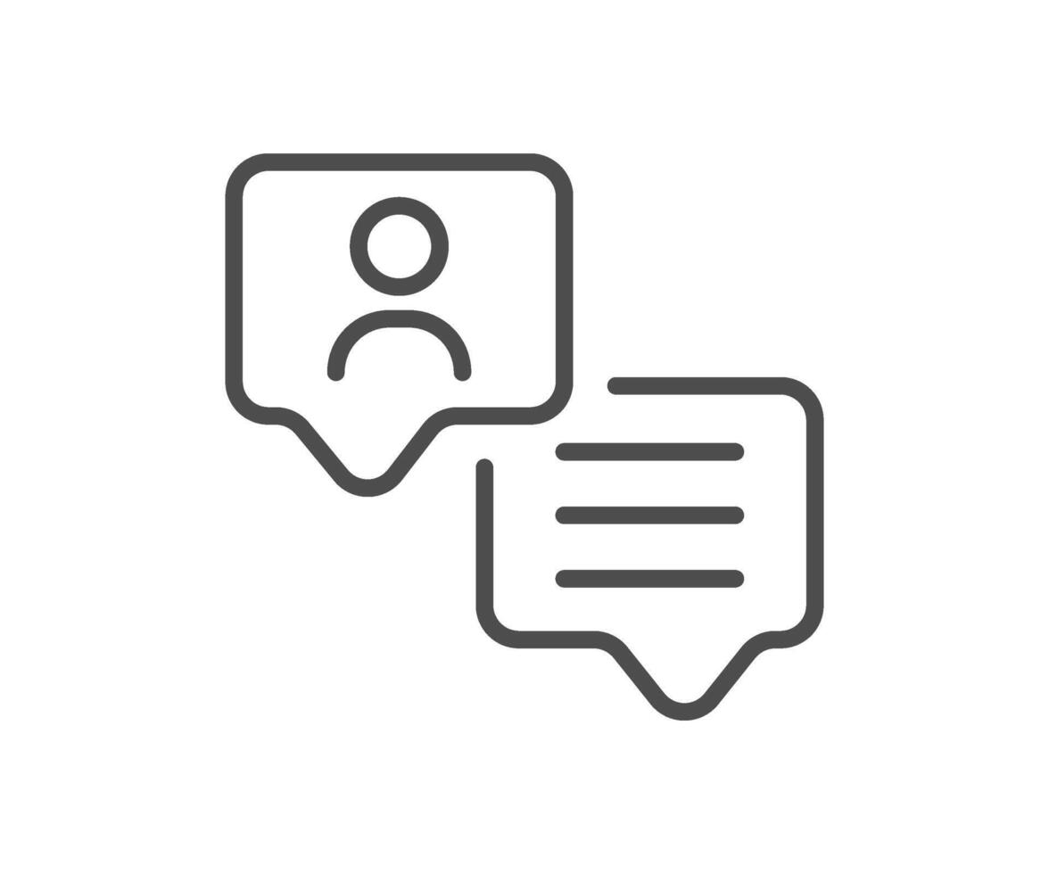 Customer service icon, tech support, feedback, speech bubble, QA symbol. Line illustration. vector