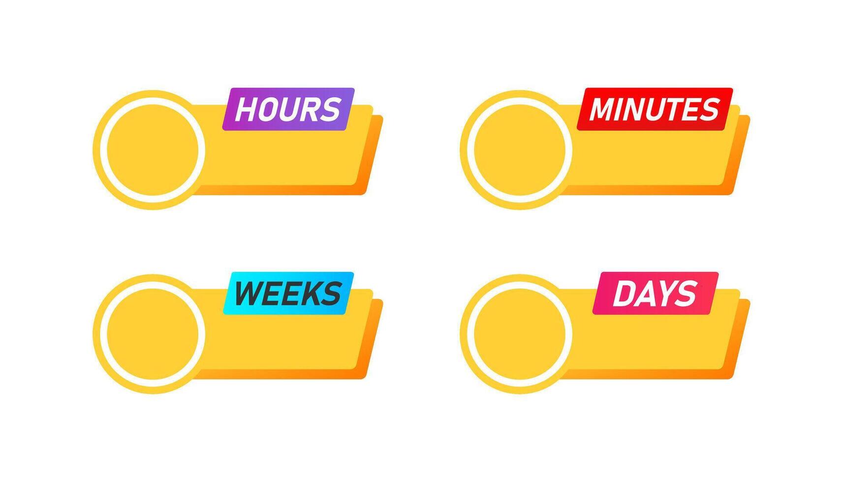 Weeks, days, hours, minutes countdown banner template. Promotion poster design element. Countdown, time left, planner. Flatillustration. vector