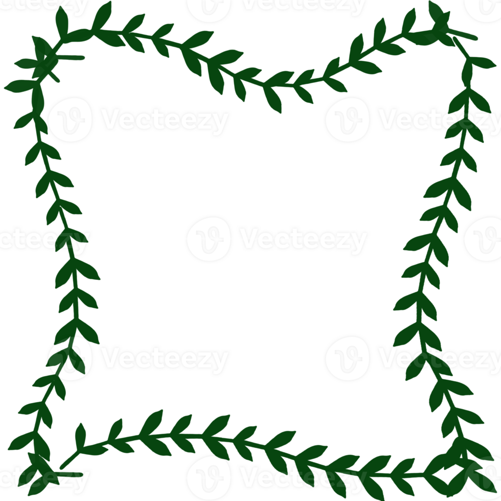Wreath foliage illustration Frame Clip Art Transparent background with a delicate green leaf snowflake png