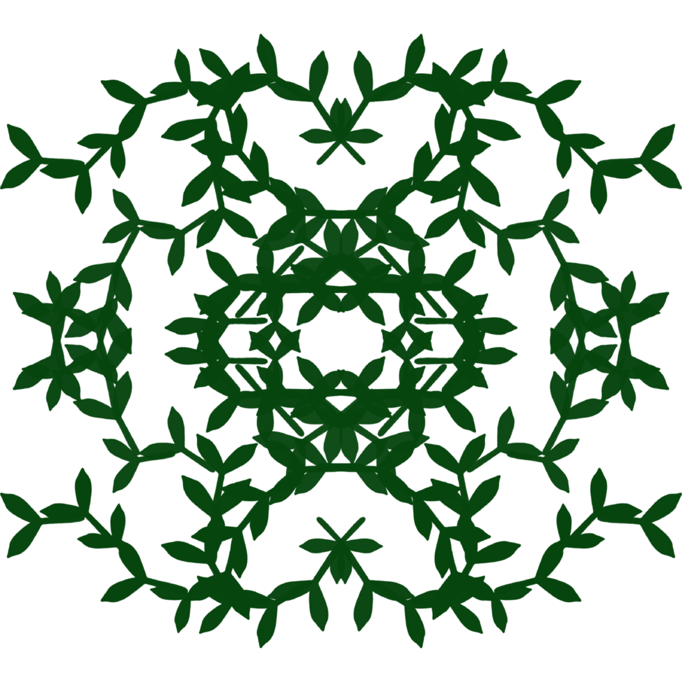 Wreath foliage illustration Frame Clip Art A symmetrical green leaf pattern with intricate branches on a transparent background png