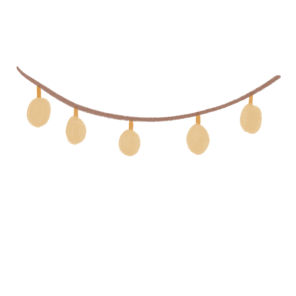 Ornament Light Christmas Illustration A string of warm round lights hanging on a brown string png