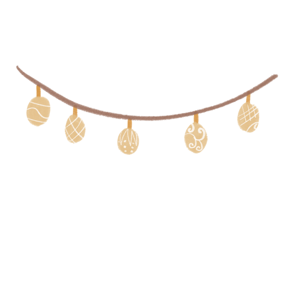 Ornament Light Christmas Illustration A string of five decorative, cream-colored ornaments hanging from a brown string png