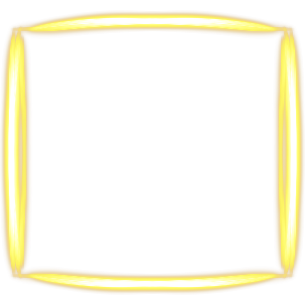 Glowing Gold Yellow Neon Double Square Frame Illustration png