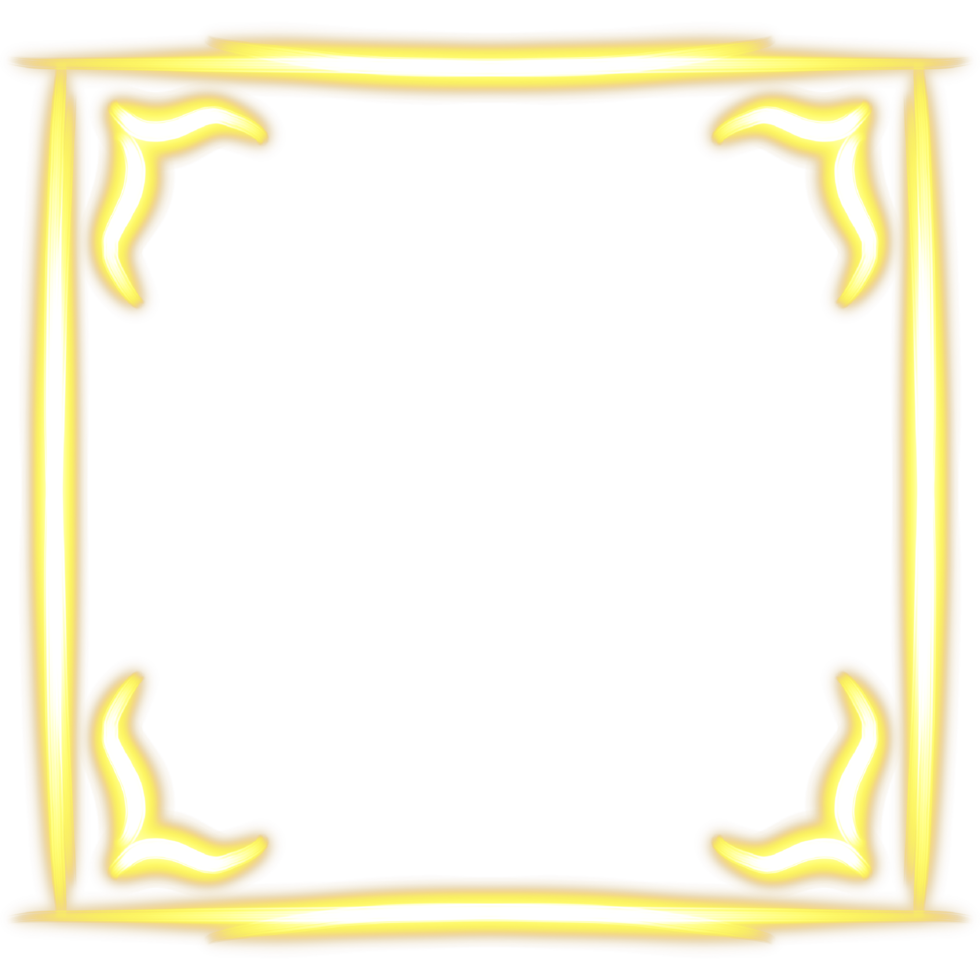 Glowing Gold Yellow Neon Ornate Square Frame Illustration png
