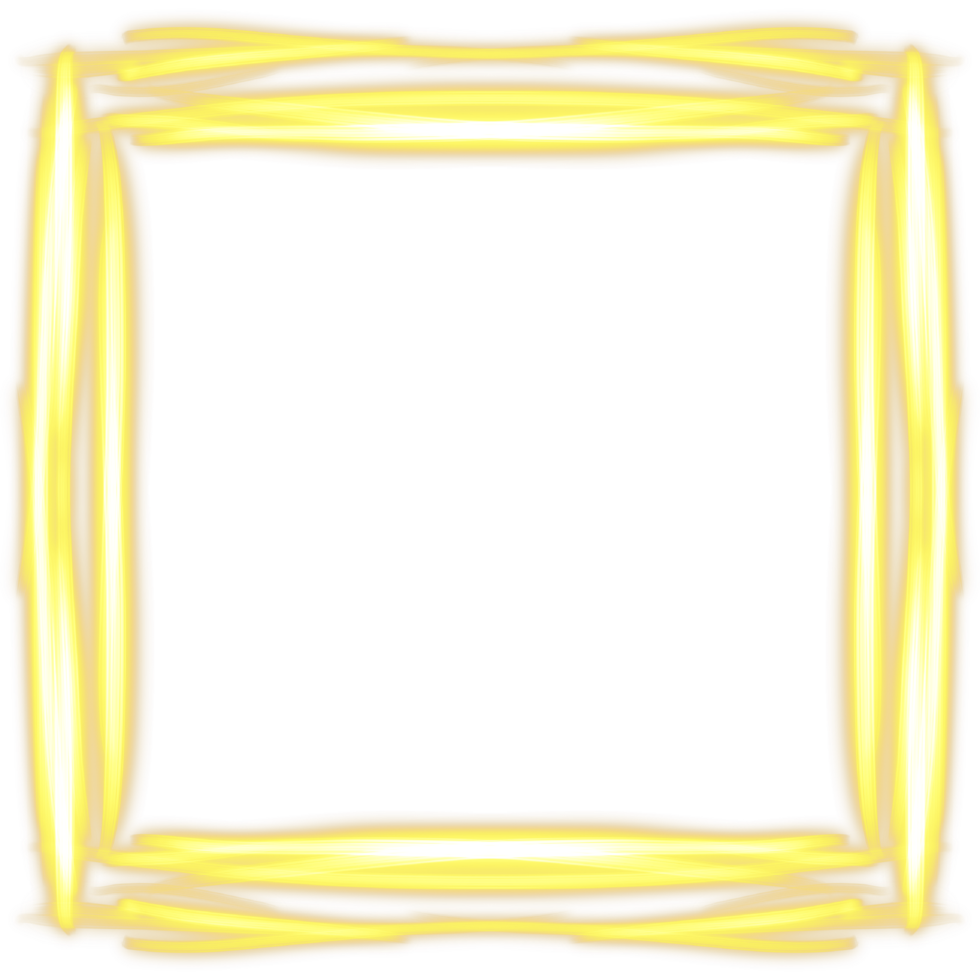 Glowing Gold Yellow Neon Double Thick Square Frame Illustration png