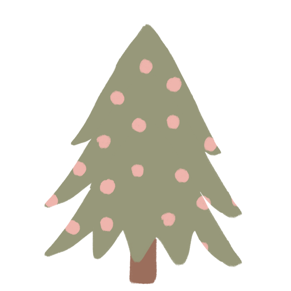 Cartoon Christmas Tree with Pink Dots Illustration png