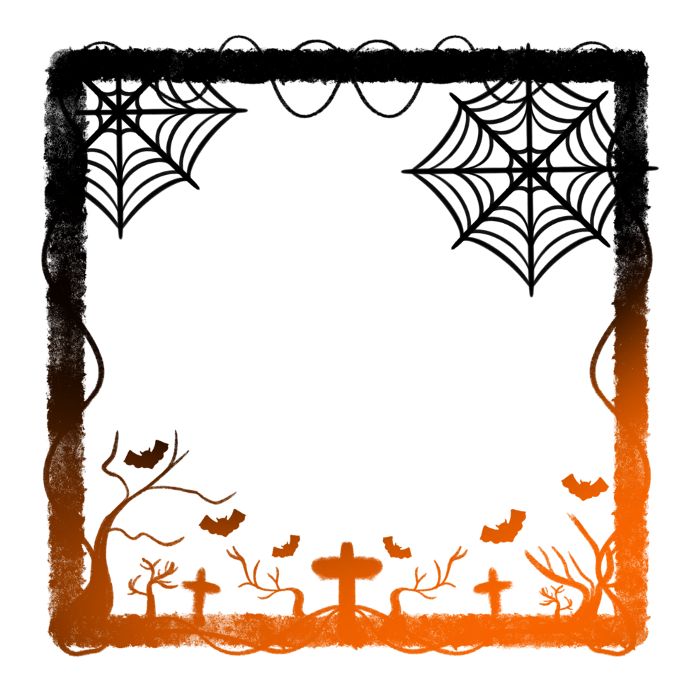 Bottoms Light Frame Surrounded vine Center Tree cross Two Spider web Six Bats png