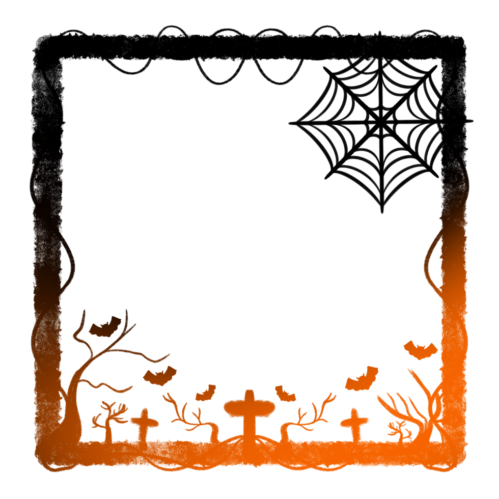 Bottoms Light Frame Surrounded vine Center Tree cross Spider web Six Bats png